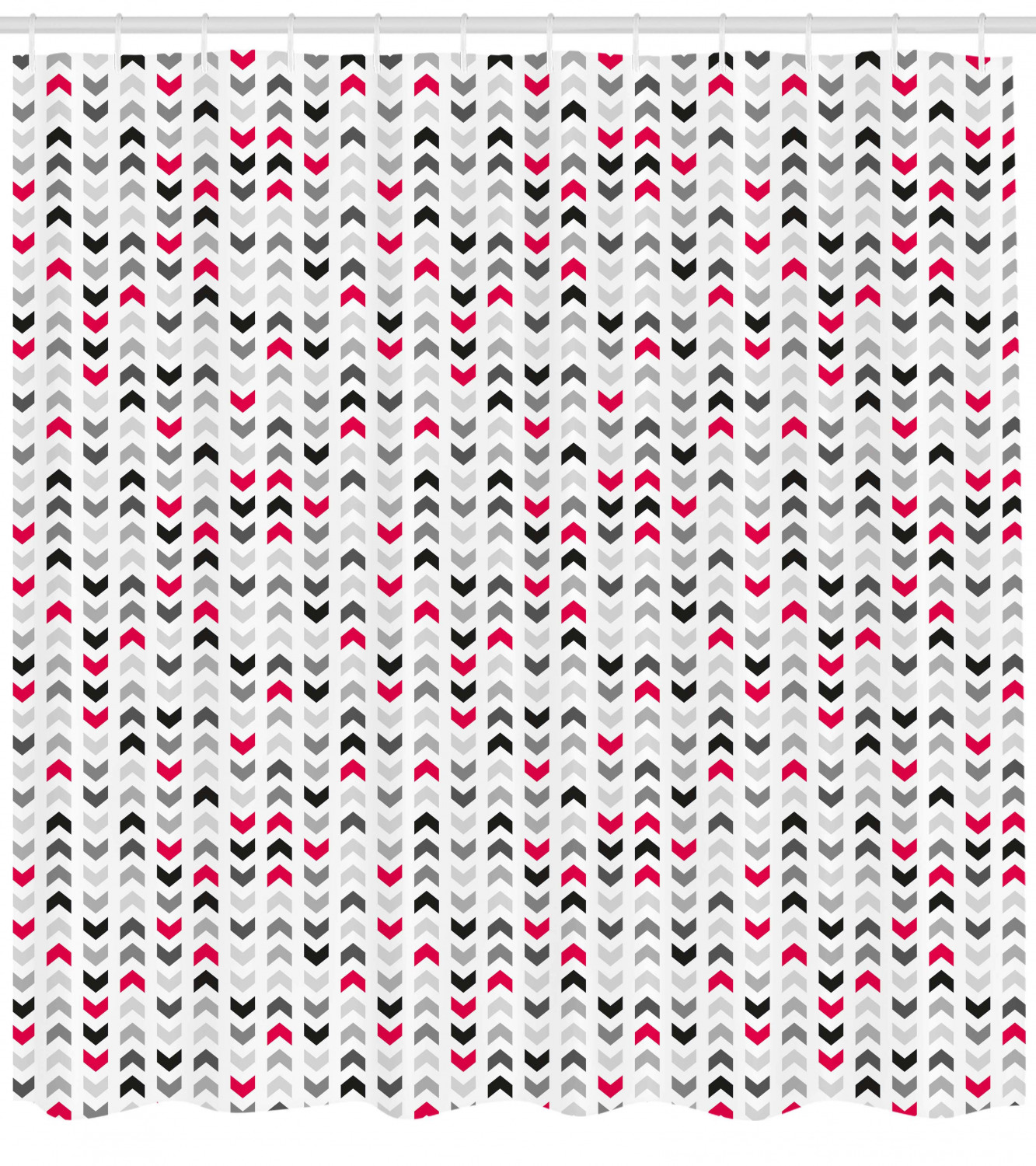 Red Zig Zags Chevron Geometric Pattern Shower Curtain For Modern Bathroom Decor