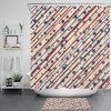 Red and Blue Striped Independence Day Shower Curtain with Star Accents
