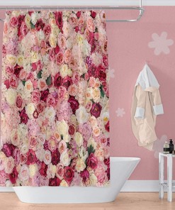 Red and Pink Rose Flowers Vivid Bright Spring Wedding Floral Shower Curtain Women Bath Curtain