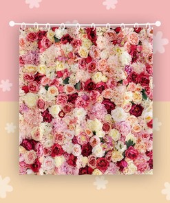 Red and Pink Rose Flowers Vivid Bright Spring Wedding Floral Shower Curtain Women Bath Curtain