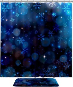 Red and White Snowflake Print Shower Curtain