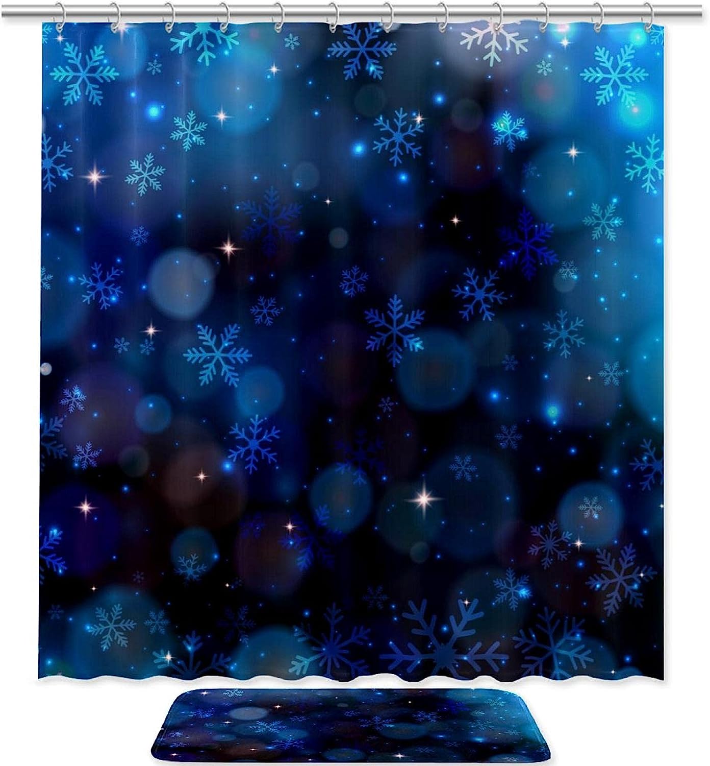 Red and White Snowflake Print Shower Curtain
