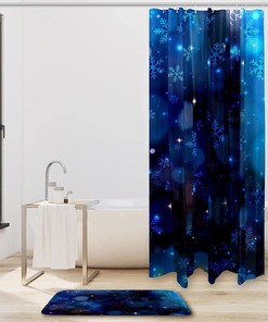 Red and White Snowflake Print Shower Curtain