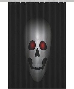 Red-Eyed Skull Print Shower Curtain for a Striking and Spooky Bathroom Statement