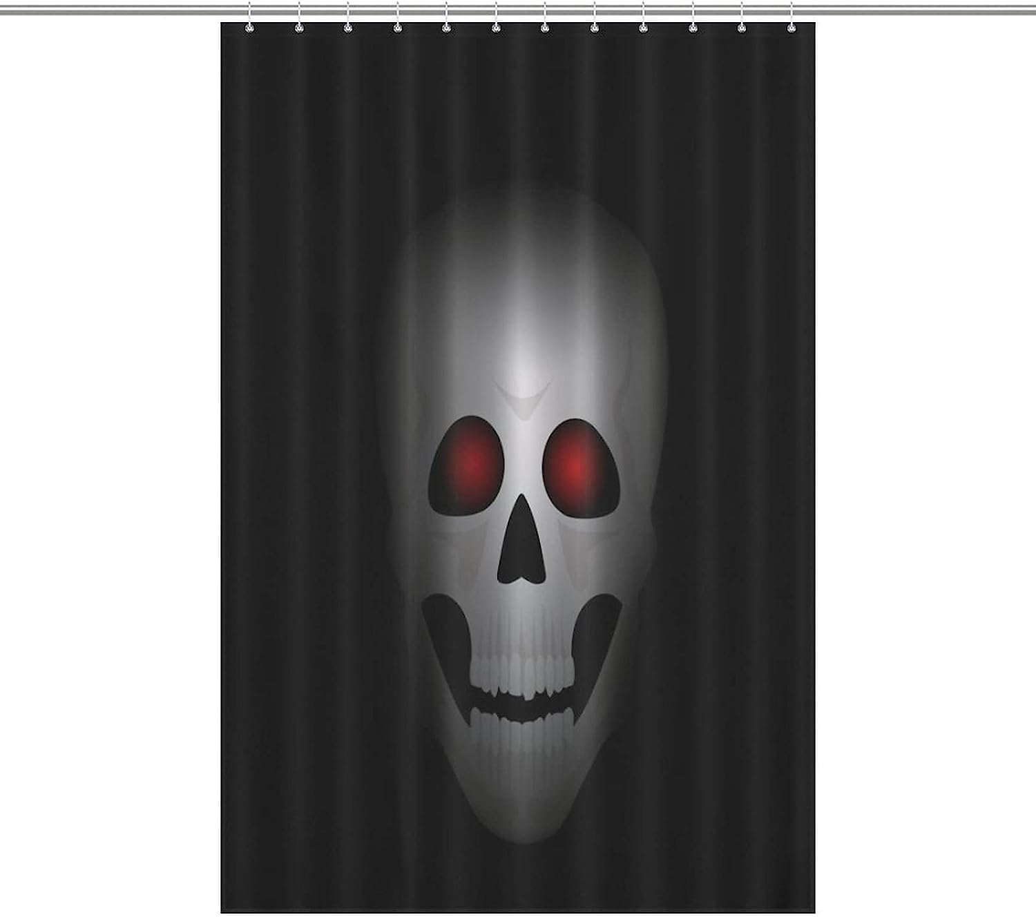 Red-Eyed Skull Print Shower Curtain for a Striking and Spooky Bathroom Statement