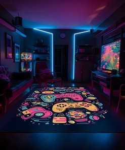 Redefine Your Game Room with Customizable Vintage Game Room Rug for Teen Boys