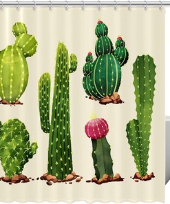 Refresh Your Bathroom With This Colorful And Fun Cactus Shower Curtain