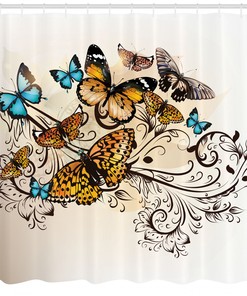 Refresh Your Bathroom with Multicolor Monarch Butterflies Fabric Shower Curtain
