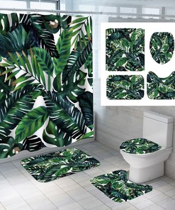 Refresh Your Bathroom with Tropical Palm Leaves Plants Shower Curtain