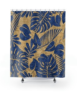Refreshing Blue Tropical Floral Shower Curtain For Stylish Bathroom Decor