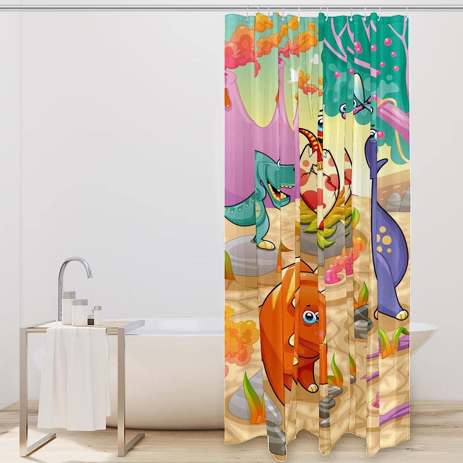 Refreshing Dino Raptor Shower Curtain For Kids Bathroom - Image 2