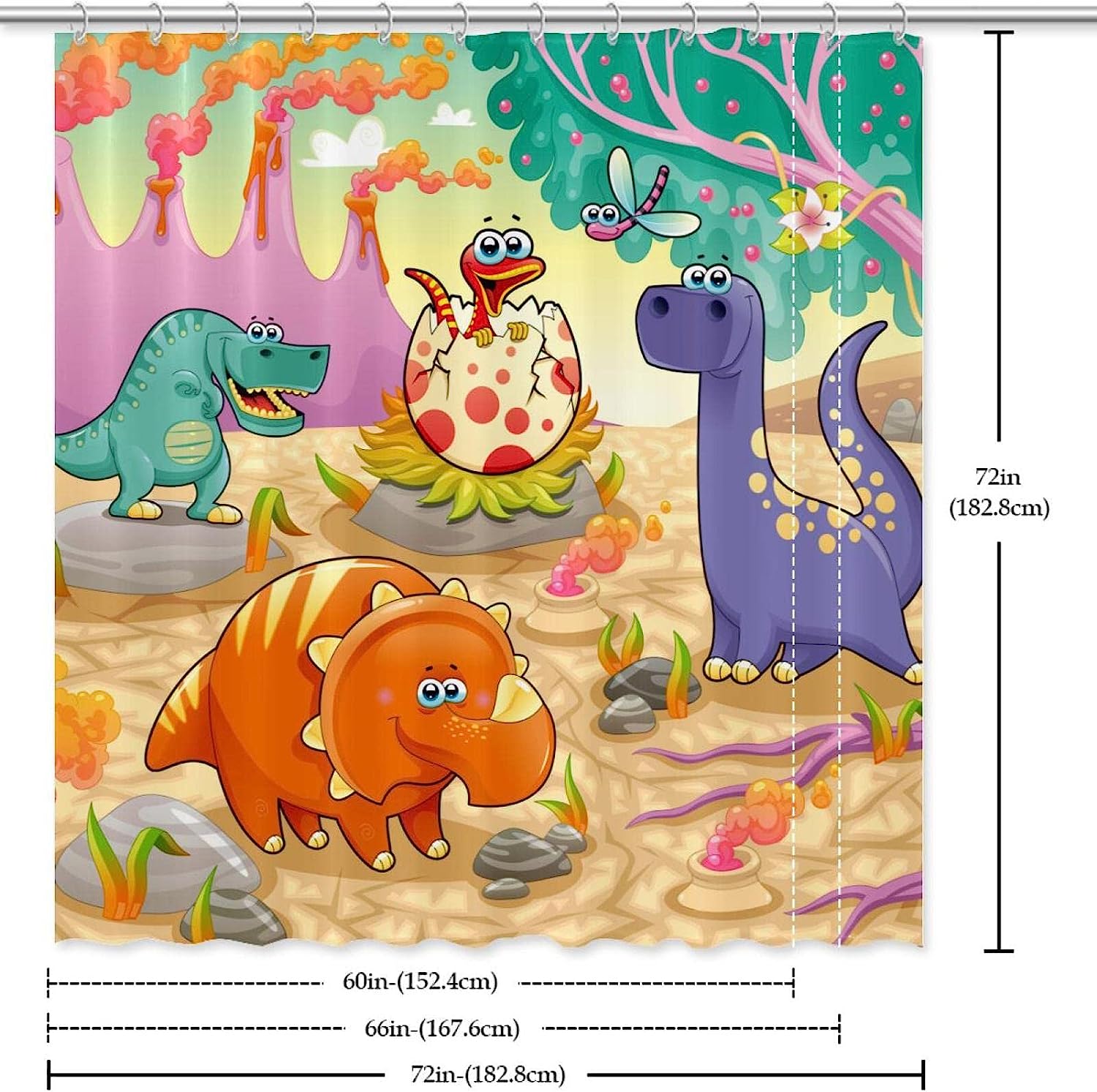 Refreshing Dino Raptor Shower Curtain For Kids Bathroom - Image 3