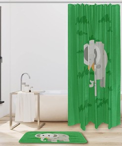 Refreshing Elephant Green Waterproof Shower Curtain For Your Bathroom