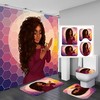Refreshing Green And Black Bathroom Decor Set With African American Shower Curtain