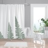 Refreshing Green Botanical Bath Shower Curtain With Woodland Ferns On White Background For Spa-Like Bathroom Decor