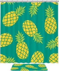 Refreshing Green Pineapples Shower Curtain for Bathroom