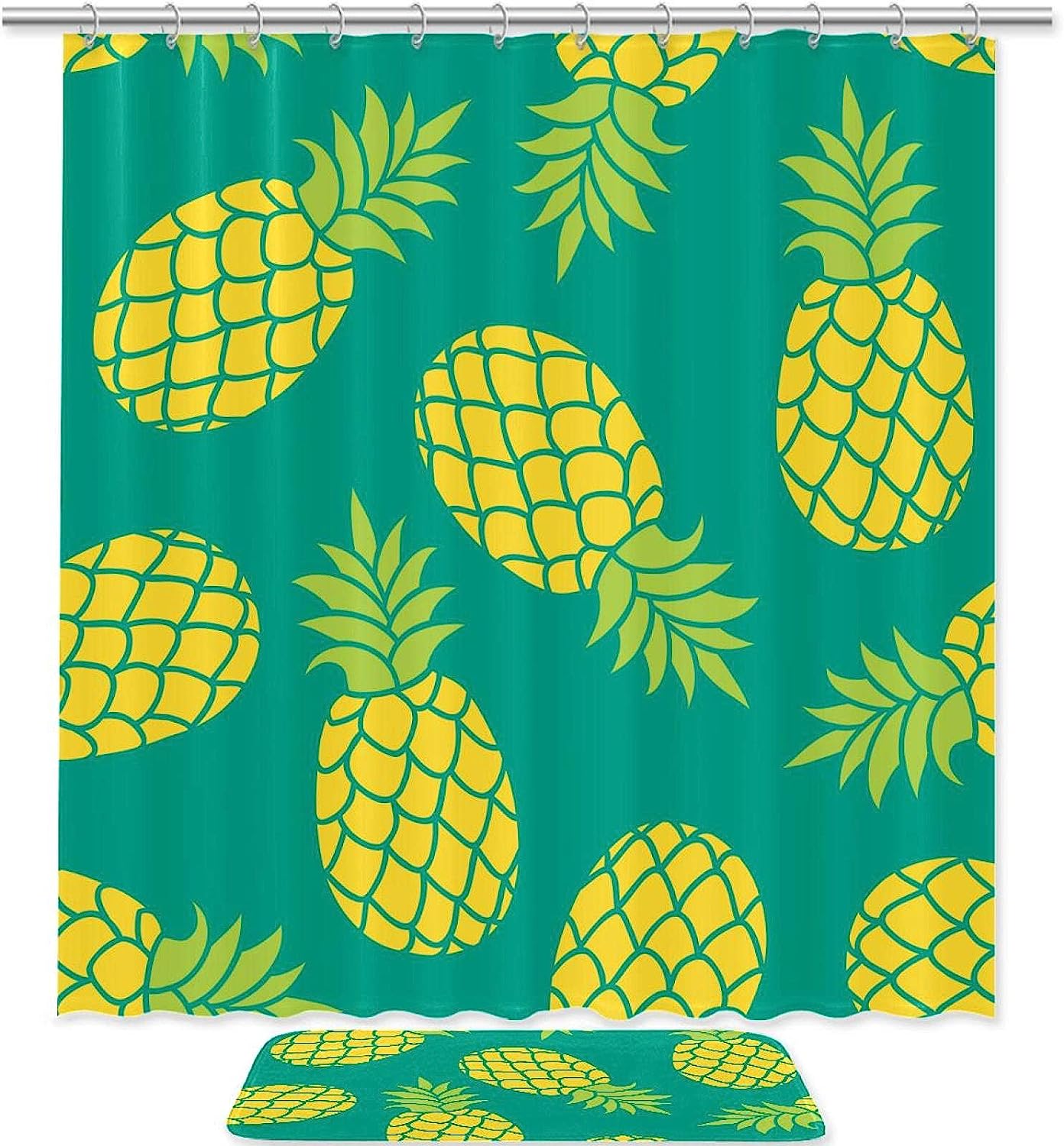 Refreshing Green Pineapples Shower Curtain for Bathroom