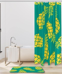 Refreshing Green Pineapples Shower Curtain for Bathroom
