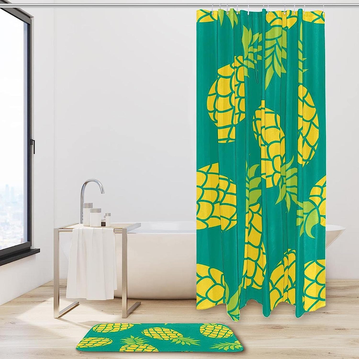 Refreshing Green Pineapples Shower Curtain for Bathroom