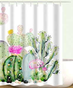 Refreshing Green Plant Succulent Shower Curtain For A Unique Bathroom Look