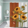 Refreshing Green Plant Sunflower Shower Curtain for American Blackout Bathroom Decor