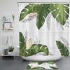 Refreshing Greenery with Monstera and Palm Leaf Shower Curtain on Wooden Board 