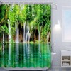 Refreshing Lagoon And Waterfall Nature Shower And Curtain Set For Invigorating Bathroom Decor