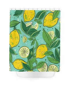 Refreshing Lemon Print Shower Curtain for Vibrant Bathroom Decor