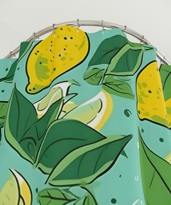 Refreshing Lemon Print Shower Curtain for Vibrant Bathroom Decor