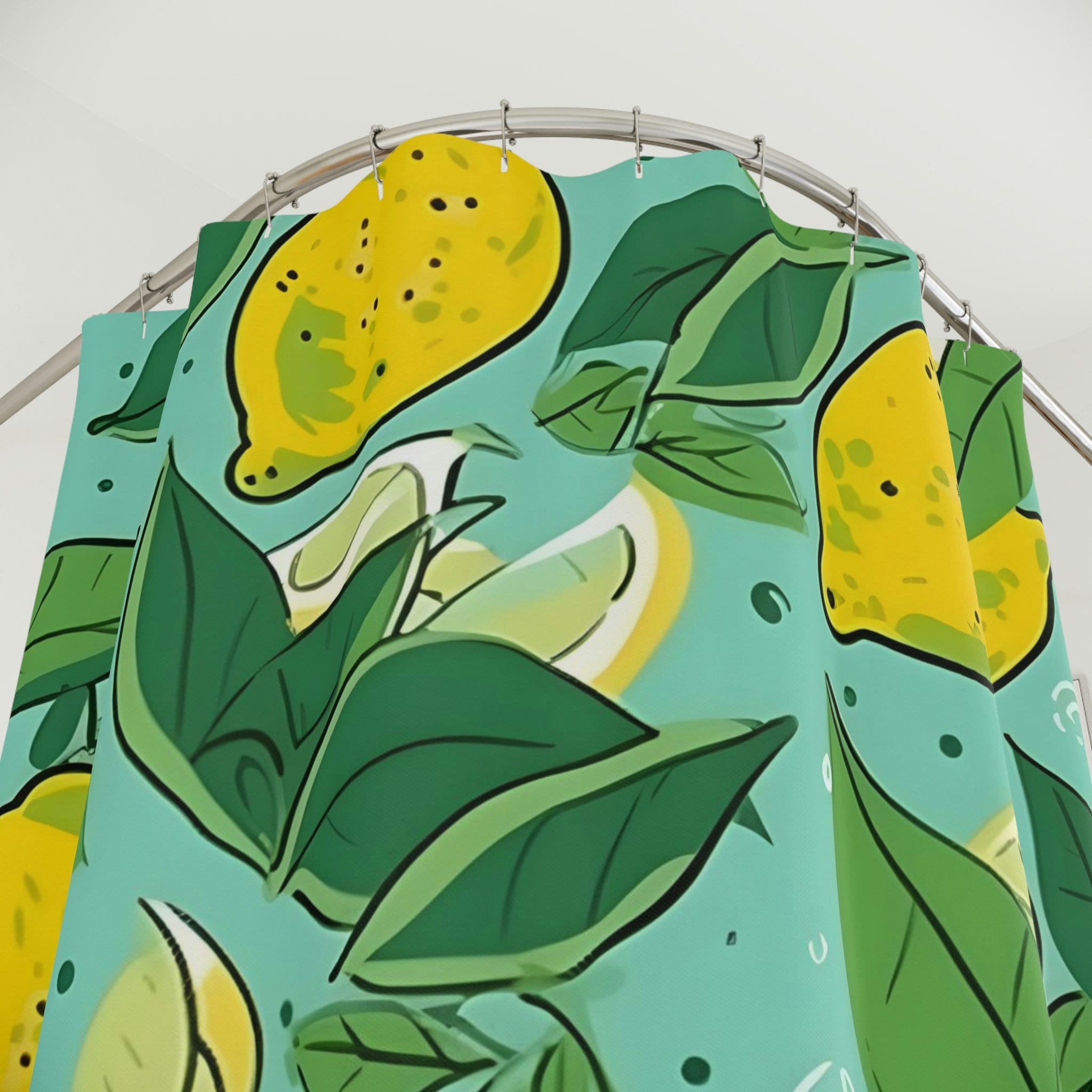 Refreshing Lemon Print Shower Curtain for Vibrant Bathroom Decor