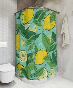 Refreshing Lemon Print Shower Curtain for Vibrant Bathroom Decor