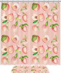 Refreshing Peach Waterproof Shower Curtain for a Stylish Bathroom