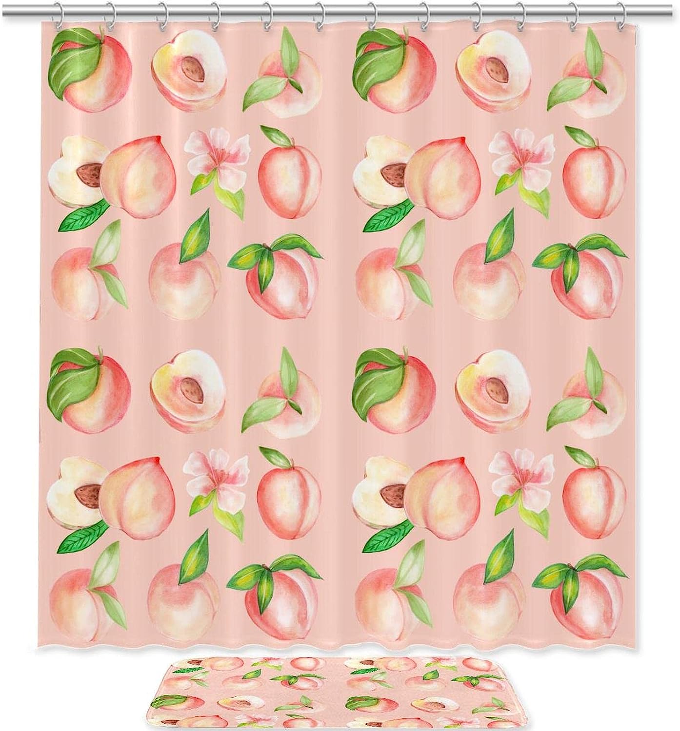 Refreshing Peach Waterproof Shower Curtain for a Stylish Bathroom