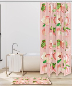 Refreshing Peach Waterproof Shower Curtain for a Stylish Bathroom