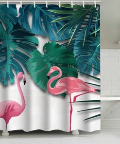 Refreshing Pink Flamingos Shower and Bath Curtain Set for Your Bathroom