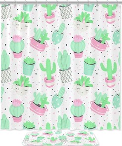 Refreshing Summer Cacti Shower Curtain For Desert-Inspired Bathroom Decor