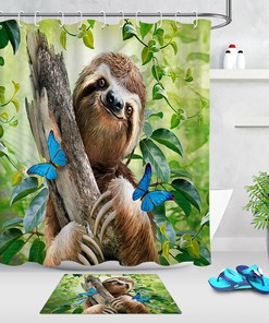 Refreshing Vine Leaves And Butterfly Shower Curtain For Nature-Loving Bathroom Decor
