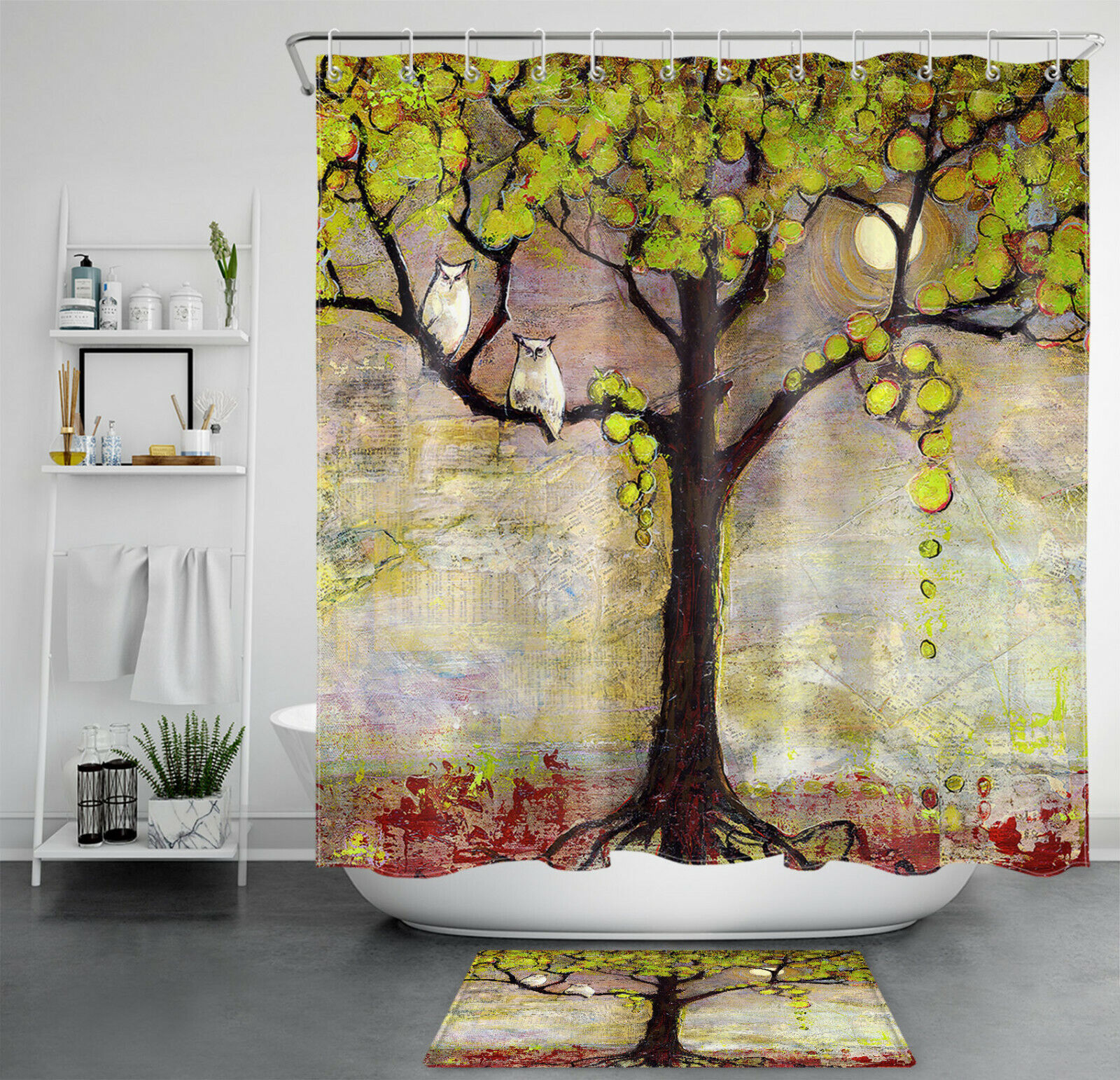 Refreshing Watercolor Deep Green Tropical Leaves Shower Curtain for Your Luxuriant Bathroom