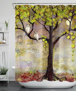 Refreshing Watercolor Deep Green Tropical Leaves Shower Curtain for Your Luxuriant Bathroom