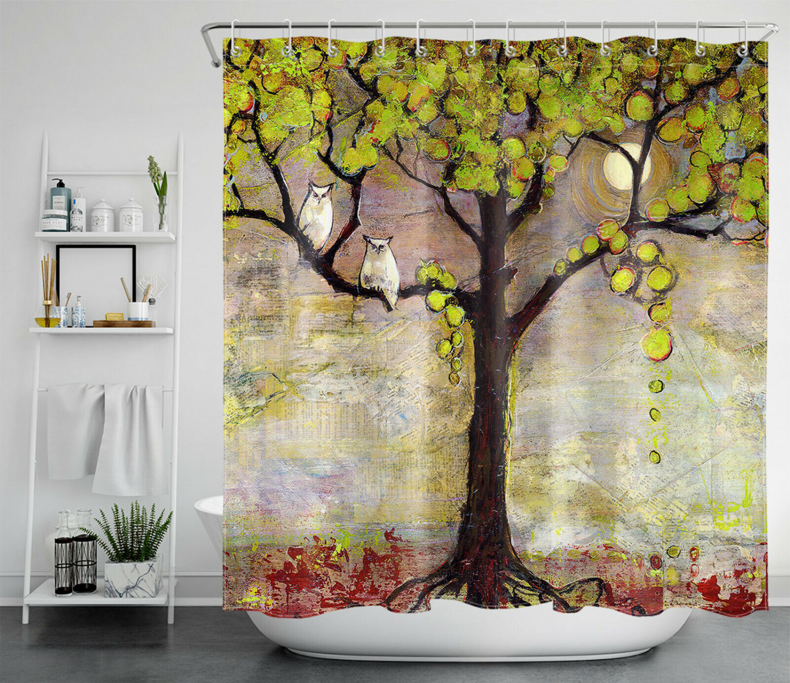 Refreshing Watercolor Deep Green Tropical Leaves Shower Curtain for Your Luxuriant Bathroom