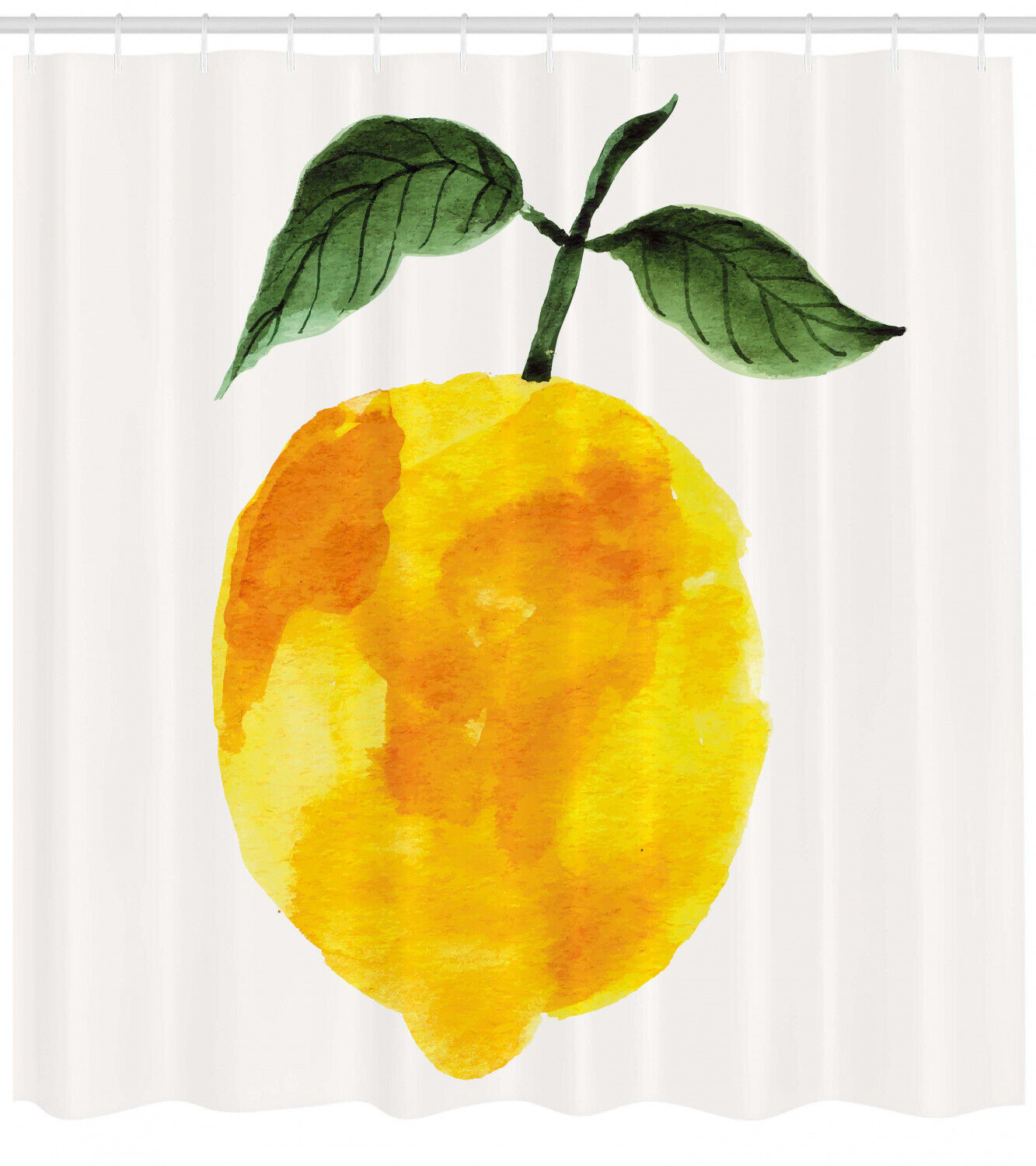 Refreshing Watercolor Lemon Print on Yellow Shower Curtain for Summer Bathroom Decor