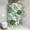 Refreshing White Shower Curtain with Green Monstera Leaf: Adds Natural Botanical Touch to Your Bathroom