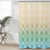 Refreshing Yellow Teal Ombre Shower Curtain with Tropical Plants for Summer Bathroom Decor 