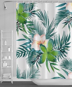 Refreshing and Charming Banana Green Leaves Plant Shower Curtain for Nature Bathroom Decor