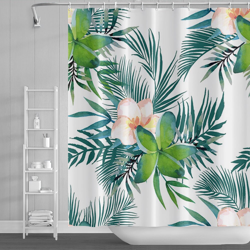 Refreshing and Charming Banana Green Leaves Plant Shower Curtain for Nature Bathroom Decor