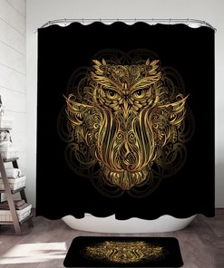Regal Golden Owl Shower Curtain To Add Charm To Your Bathroom