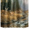 Reindeer Bathroom Curtain With Forest Deer Print - Waterproof Fabric Bathtub Curtain