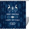 Reindeer Snowflakes Merry Christmas Fabric Shower Curtain for Bathroom Decor