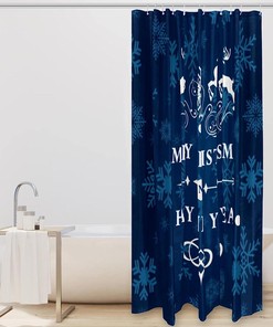 Reindeer Snowflakes Merry Christmas Fabric Shower Curtain for Bathroom Decor