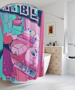 Relax And Enjoy A Kirby Anime Lo-Fi Shower With This Decorative Bath Tub Curtain